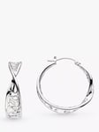 Kit Heath Blossom Flourish Twist Hinged Hoop Earrings, Silver