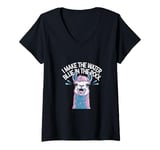 Womens Funny Llama "I Make The Water Blue in The Pool" Graphic V-Neck T-Shirt