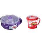 Sistema Microwave Breakfast Bowl | Round Microwave Container with Lid | 850 ml | BPA-Free | Assorted Colours | 1 Count & Microwave Medium Soup Mug | Microwave Food Container | 656 ml | BPA-Free | Red