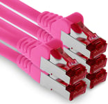 5x 1m câble patch CAT6 S/FTP PIMF blindage CAT.6 câble réseau RJ45 câble Ethernet DSL LAN routeur commutateur modem panneau de brassage - magenta - 5 pièces