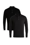 French Connection Mens 2 Pack Cotton Long Sleeve Polo Shirts - Multicolour - Size Large