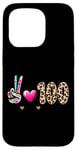 Coque pour iPhone 15 Pro Peace Love 100 Days Of School Cœur léopard