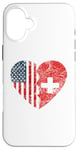 iPhone 16 Plus Swiss American Flags Heart | United States Switzerland Roots Case