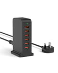 Qurzou Multi USB Charger,50W USB Tower Charging Station,Charger Plug with 6 USB Ports for iPhone 15/15 Pro/15 Pro Max/iPhone 14/14 Pro/14 Pro Max/13 Pro/13 Pro Max,Samsung,iPad,etc(black)