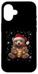 Coque pour iPhone 16 Ours de Noël Lumières de Noël Père Noël Ours en peluche Noël