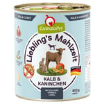 GranataPet Liebling's Mahlzeit  6 x 800 g - Kalv & kanin med zucchini, pumpa och linolja