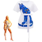 ABBA Retro Stil Agnetha Fältskog Cosplay Kostym Outfit Halloween Party Kostym Blå Agnetha Blue Agnetha L