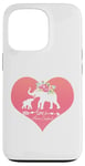 Coque pour iPhone 13 Pro Cœur floral rose foncé Maman éléphant un bébé veaux