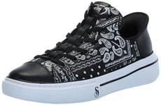 Skechers Homme Slip ins Mains Libres X Dogg-Snoop One Double G Basket, Cuir imprimé Bandana Noir et Blanc, 42.5 EU