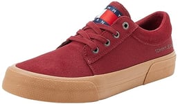 Tommy Jeans Homme Baskets Vulcanisées Skate Derby Chaussures, Rouge (Rouge), 41 EU