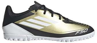 adidas Unisex's F50 Club Messi Football Boots Turf Shoes, Gold/Footwear White/Carbon Black, 11 UK