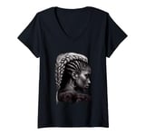 Womens Cultural Braided Hair Beauty Strength V-Neck T-Shirt