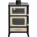 Divina Fire - Poêle à Bois Avec Four Marika Beige 22 Kw L50,5xp58,5xh91,5