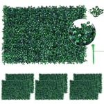 SUNJULY 6PCS Artificial Plant Wall Panel 40x60cm Green Grass Wall 4cm Boxwood Hedge Wall Panels Privacy Fence Garden Trellis foliage Ivy Leaf Screen Backdrop for Indoor Outdoor Decoration