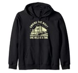 Owning the Night One Mile at a Time Semi Truck Zip Hoodie