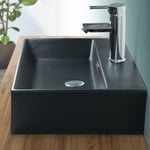 ML-Design Vasque à Poser Lavabo Salle de Bain 510 x 360 mm en Céramique Noir Mat Rectangulaire Évier Toilette Moderne et Élégant Sans Robinet de