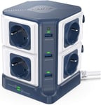 Tour Multiprise Usb Bloc Parafoudre/Parasurtenseur 8 Prises Avec 6 Ports Usb De Recharge Pour Bureau Maison,1600J Protection Surtensions,Clapet Sécurisé,3600W/16A[MUL210956]