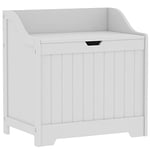 Bath Vida Priano Bathroom Laundry Cabinet Storage Cupboard Chest Bin Wooden Basket Unit, White