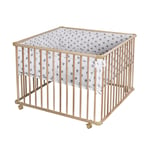 Schardt Playpen Basic naturlig 100 x 100 cm Store stjerner grå inkludert innlegg