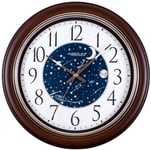 BANNAB Horloge Murale Lumineuse à Quartz Ronde créative Blue Star River Horloge Classique pour décorations de Chambre à Coucher de Salon (sans Batterie/Couleur café) Horloge Murale