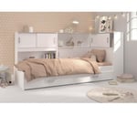 Scoop Lit Enfant avec 3 meubles de rangement contemporain décor blanc - l 90 x l 200 cm