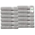 Delara 100% Organic Cotton Towels 650 GSM Plush Feather Touch Quick Dry Wash Cloth, Pack of 12 GOTS Certified, Oeko-Tex Green Certified, Organic Cotton Wash Cloth, 13"X13"