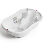 OKBABY Onda Evolution - Baignoire pour le Bain des Nouveau-nés 0-12 Mois, Assise en Gomme Antidérapante - Blanc