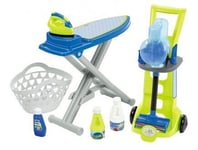 Set Menage enfant 3 en 1 : aspirateur balai, table et fer a repasser + panier