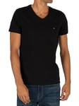 Tommy Hilfiger Core Stretch Slim V-Neck T-Shirt Flag Black Male M