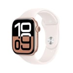 Apple Watch Series 10 GPS + Cellular 46 mm Smartwatch with Rose Gold Aluminium Case with Light Blush Sport Band - M/L. Fitness Tracker, ECG App, Always-On Retina Display, Water Resistant