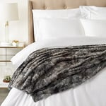 Amazon Basics Faux Fur Throw Blanket, Not Heated, Grey, 150 x 200 cm