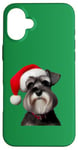 iPhone 16 Plus Miniature Schnauzer With Santa Hat Christmas Xmas Dog Owner Case