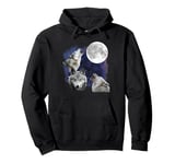 3 Wolf Howling At The Moon Wolves Howling Moon Wildlife Pullover Hoodie