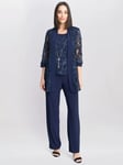 Gina Bacconi Joelle Embroidered Necklace Two Piece Suit, Navy