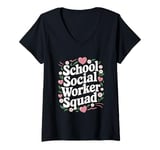 Womens School Social Worker Squad, Social Work and Caseworker Team V-Neck T-Shirt