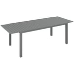 Outsunny Table de Jardin Extensible Table Tables à Manger de Patio en Aluminium rectangulaire pour 6-8 Personnes, Charge Max. 50kg, dim. 180/240L x 94l x 73H cm, Gris foncé