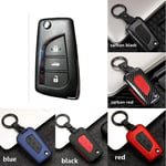 BTOEFE Car Key Case Cover Fob Keyring,For Toyota Camry CHR Prius Corolla RAV4 Prado Auris Corolla Verso Plastic shell protect Smart Key-D_carbon red