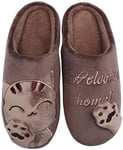 Mishansha Chaussons Femme Homme pour d'hiver Automne Pantoufles Peluche Chaussures Maison avec Dessin Animé - Chaud Doux Confort et Mignon (Marron, 41/42 EU = 42/43 CN)