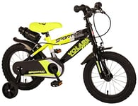 Volare Sportivo Vélo pour Enfant garçon 14" Jaune Fluo Noir Deux Freins à Main 95% assemblé