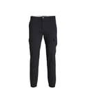 Jack & Jones Mens Cargo Trousers Slim Fit, Normal Rise Military Combat Pant for Men - Black - Size 30W/30L