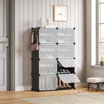 Armoire à Chaussures, Armoire modulable, Étagère de Rangement à Chaussures en Plastique, 8 Compartiments - Noir - Mondeer