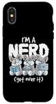 Coque pour iPhone X/XS Bunny I'm A Nerd Get Over It Nerdy Geek Rabbit Reading Gamer