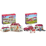 Schleich 42551 Horse Club - Grand Centre Équestre de Lakeside pour Chevaux 42535 Horse Club - Voyage en Voiture avec remorque, Coffret avec 1 Cheval Inclus