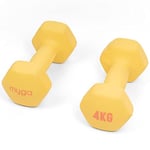 MYGA Hex Dumbbells - Pair of Neoprene & Cast Iron Hexagonal Dumbbell Hand Weights for Women and Men at Home & Gym - Weight: 4 kg