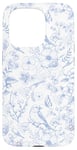 Coque pour iPhone 15 Pro Toile bleue et blanche à motif français, toile bleu clair française