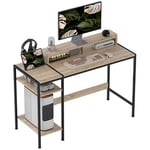 HOMCOM Bureau d'ordinateur Bureau avec Rangement 120 cm avec étagères de Rangement réglables et Cadre en Acier, Bureau Informatique pour Bureau à Domicile et étude, chêne