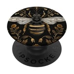 Beau motif abeilles et fleurs noires PopSockets PopGrip Adhésif