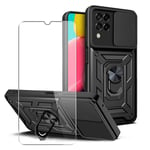 Case for Samsung Galaxy M33 Phone Cover + Glass Screen Protector Black