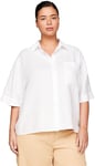 Tommy Hilfiger Women CRV Linen Ss Shirt Casual Shirts, White, 52