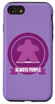 Coque pour iPhone SE (2020) / 7 / 8 Always Purple Meeple Design Jeu de société amusant pour joueurs